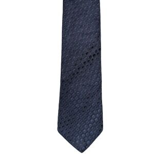 RBM Collection Tie Mens Navy Blue Geometric Silk Classic Woven Jacquard Business